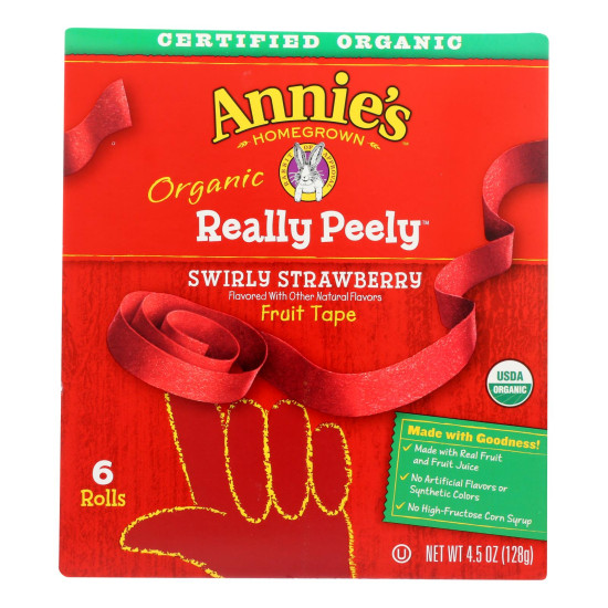 Annie s Homegrown - Really Peely Fruit Tape - Swirly Strawberry - Case of 8 - 4.5 oz.do 45463722