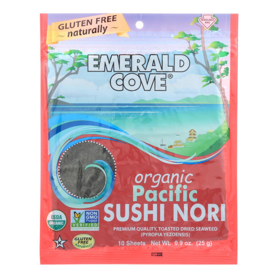 Emerald Cove Organic Pacific Sushi Nori - Toasted - Silver Grade - 10 Sheets - Case of 6do 44195304