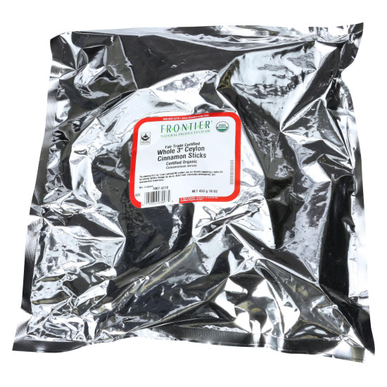 Frontier Herb Cinnamon Organic Fair Trade Certified Sticks 3 in Ceylon - Single Bulk Item - 1LBdo 34380655