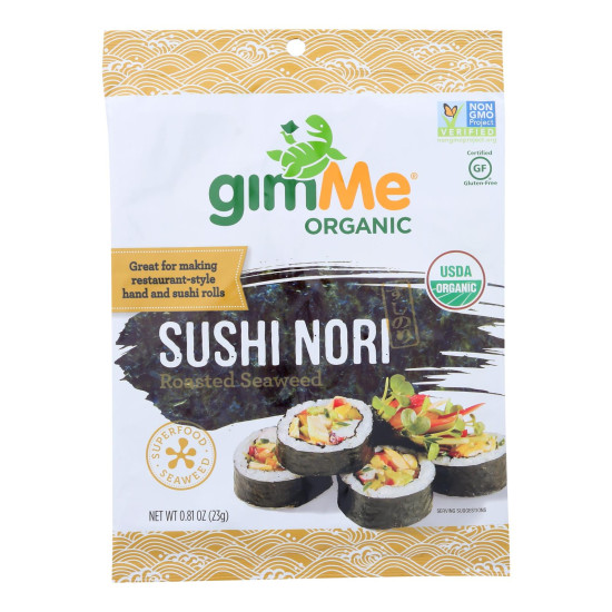 Gimme Seaweed Snacks 100 Organic Roasted Seaweed Sushi Nori - Wrap N  Roll - Case of 12 - .81 ozdo 44830810