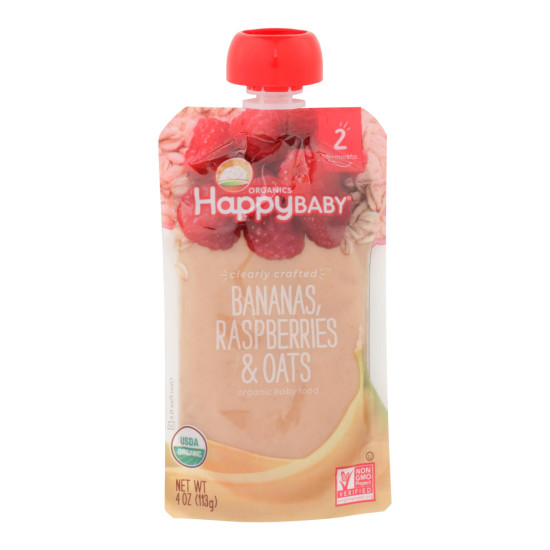 Happy Baby Happy Baby Clearly Crafted - Bananas Raspberries and Oats - Case of 16 - 4 oz.do 43799260