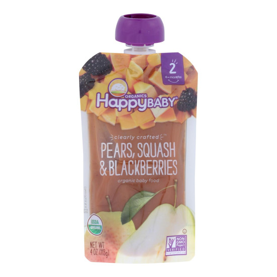 Happy Baby Happy Baby Clearly Crafted - Pears Squash and Blackberries - Case of 16 - 4 oz.do 43799265