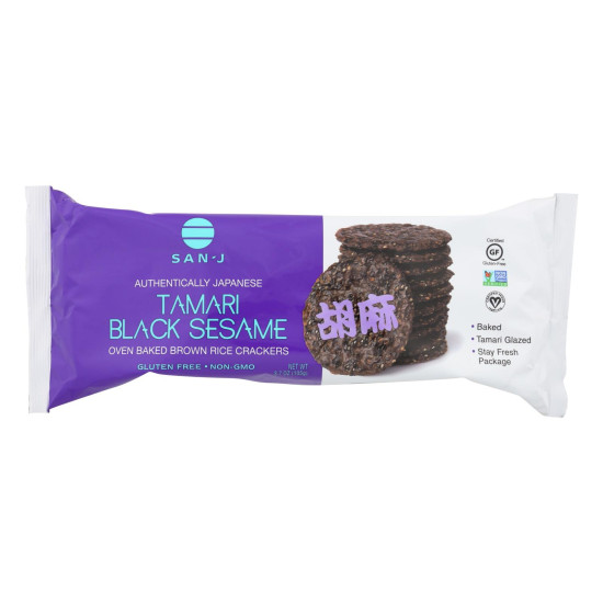 San - J Brown Rice Crackers - Black Sesame - Case of 12 - 3.7 oz.do 43614924