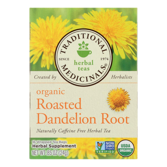 Traditional Medicinals Organic Roasted Dandelion Root Herbal Tea - 16 Tea Bags - Case of 6do 26150922