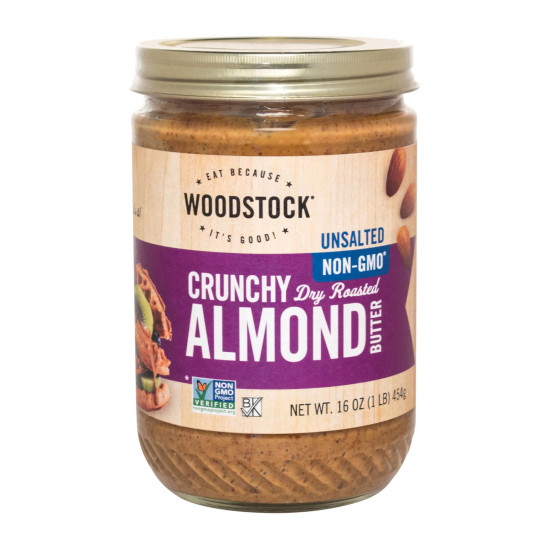 Woodstock Unsalted Non-GMO Crunchy Dry Roasted Almond Butter - Case of 12 - 16 OZdo 44577802