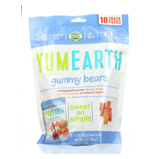 Yummy Earth Organics Gummy Bears - Organic - Snack Pack - .7 oz - 10 Count - Case of 12do 35191551